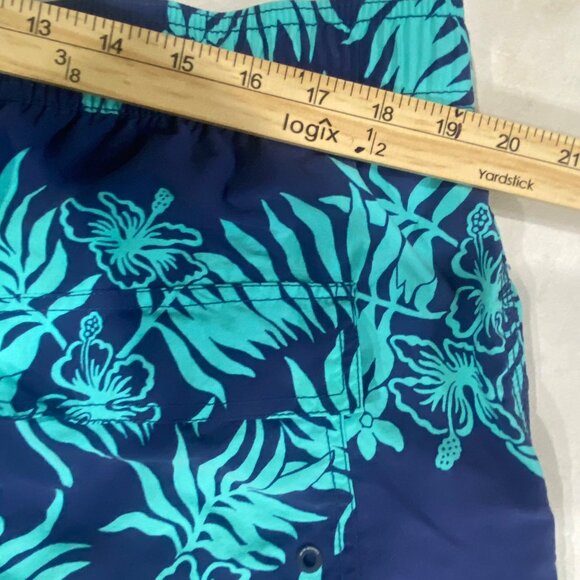 Reyn Spooner Mens Tropical Floral Swim Trunks 2XL Blue & Green Drawstring Stretc - Picture 7 of 13